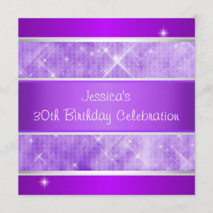 Invitation Purple Parties scintillant Silver Lights 30e anniv