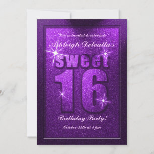 Invitation Purple Parties scintillant Sweet 16 Anniversaire F