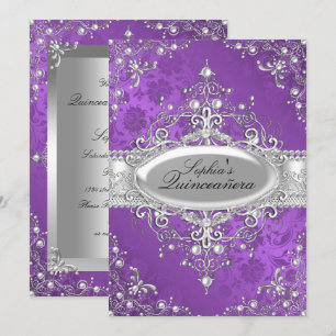 Invitation Purple Pearl Glamour Vintage Quinceanera