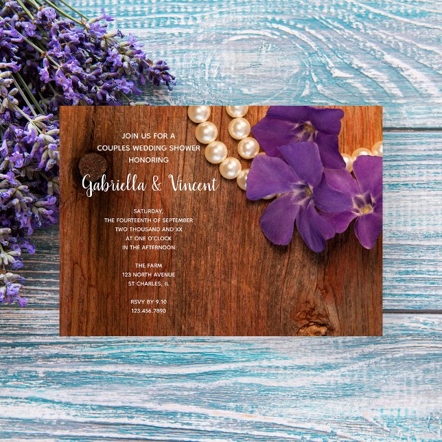 Invitation Purple Periwinkle, Pearls Barn Bois Couples Douche (Créateur téléchargé)