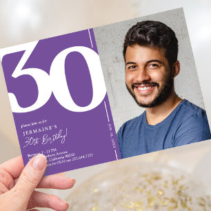 Invitation Purple Photo 30th Birthday Party