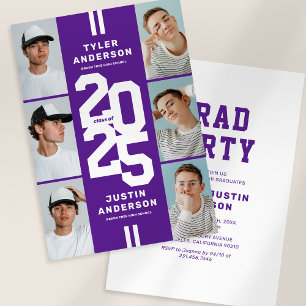Invitation Purple Photo Collage Joint Graduation Party