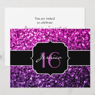 Invitation Purple Pink Ombre parties scintillant scintille Sw