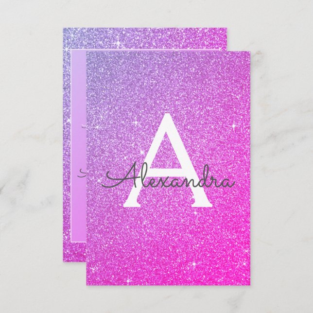 Invitation Purple Pink Sparkle Parties scintillant 50e annive (Devant / Derrière)