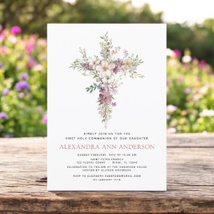 Invitation Purple Premier Fleur sauvage de la sainte Communio