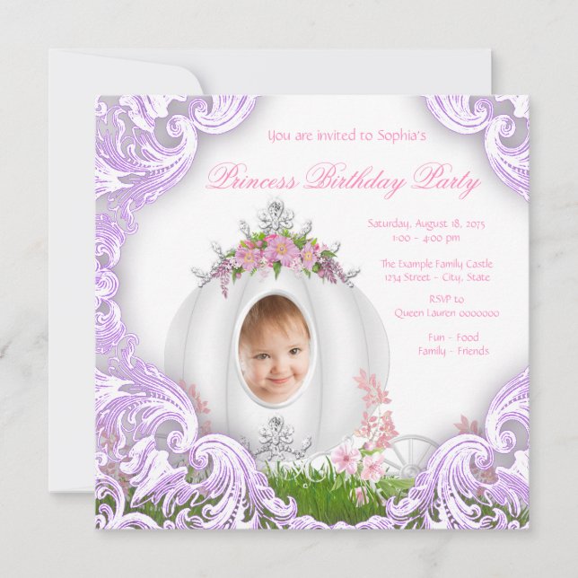 Invitation Purple Princess Carrie Photo Anniversaire (Devant)