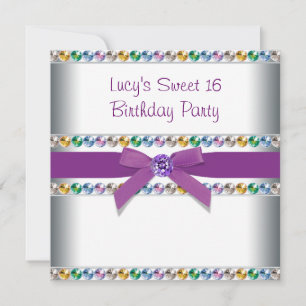 Invitation Purple Rainbow Sweet 16 Party