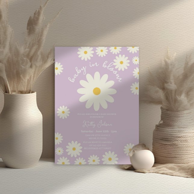 Invitation Purple Retro Super Lavender Baby dans la douche en (Créateur téléchargé)