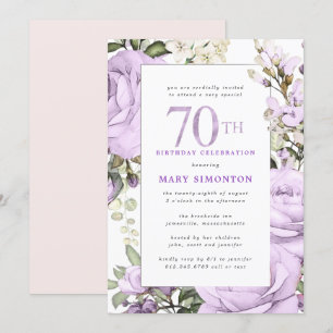 Invitation Purple Rose Floral 70e fête d'anniversaire