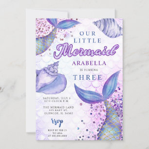 Invitation Purple rose Parties scintillant moderne Sirène Ann