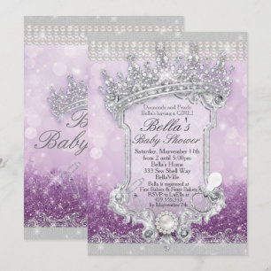 Invitation Purple Royal Bling Parties scintillant Bébé Douche