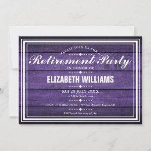 Invitation Purple Rustic Barn Bois Parti de retraite