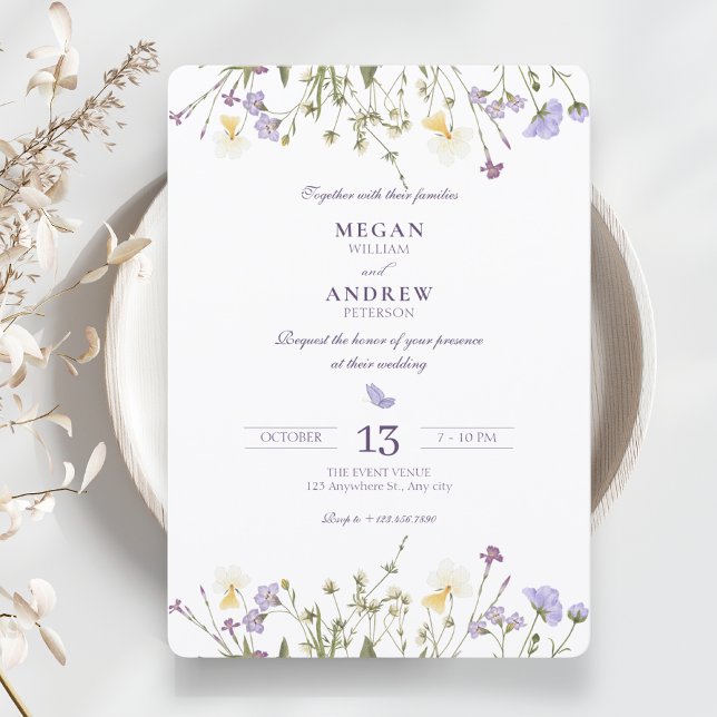 Invitation Purple Rustic Wildflowers wedding (Créateur téléchargé)