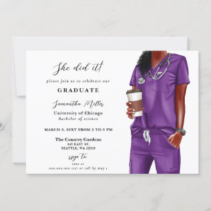 Invitation Purple Scrubs Nurse Photo Elle L'A Fait Graduation