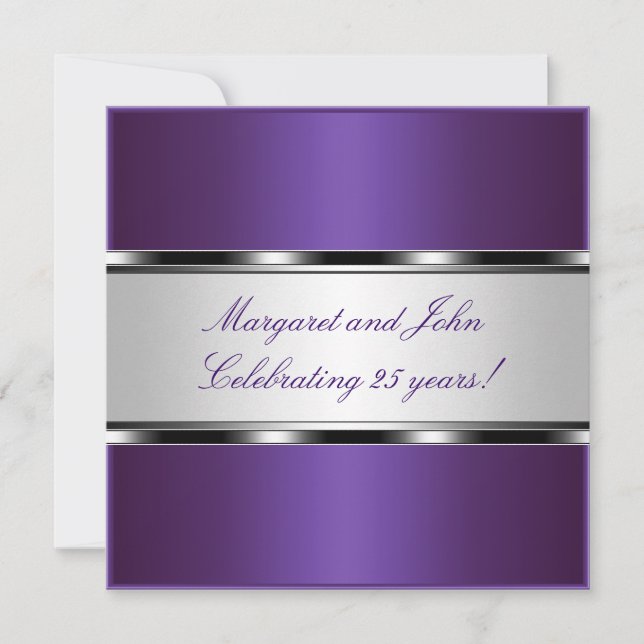 Invitation Purple Silver White 25th Anniversary Party (Devant)