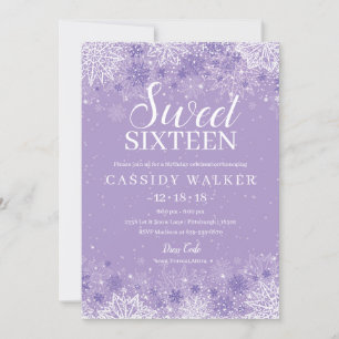 Invitation Purple Snowflake hiver Wonderland Sweet sixteen
