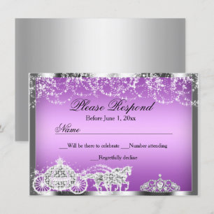 Invitation Purple Sparkle Princess Thème RSVP Réponse
