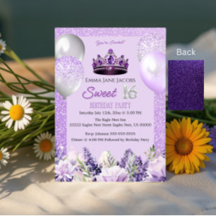 Invitation Purple Sparkle Sweet 16 Anniversaire Fête Invitati