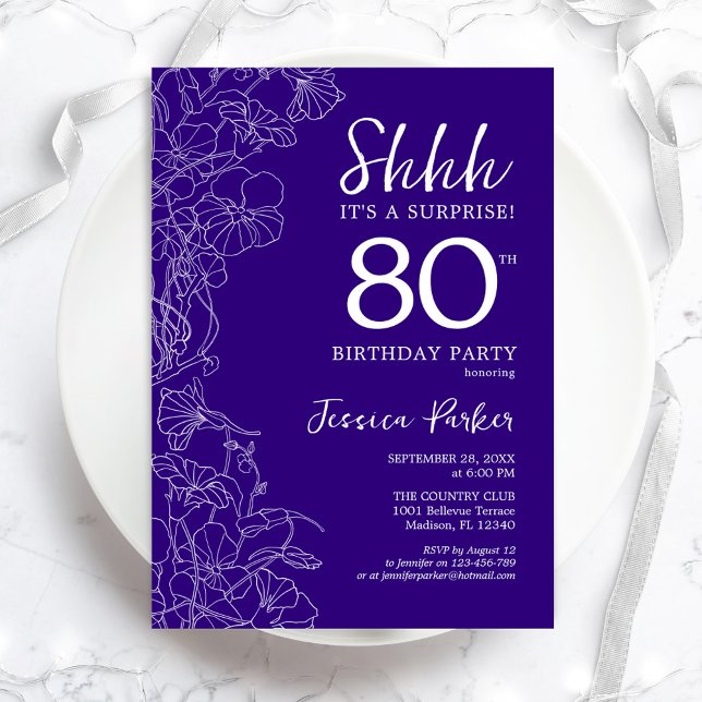 Invitation Purple Surprise 80e anniversaire (Créateur téléchargé)