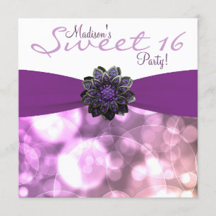 Invitation Purple Sweet 16 Anniversaire