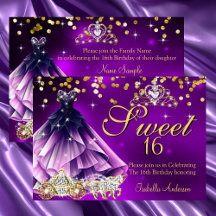 Purple Sweet 16 Anniversaire Robe Tiara Carriage