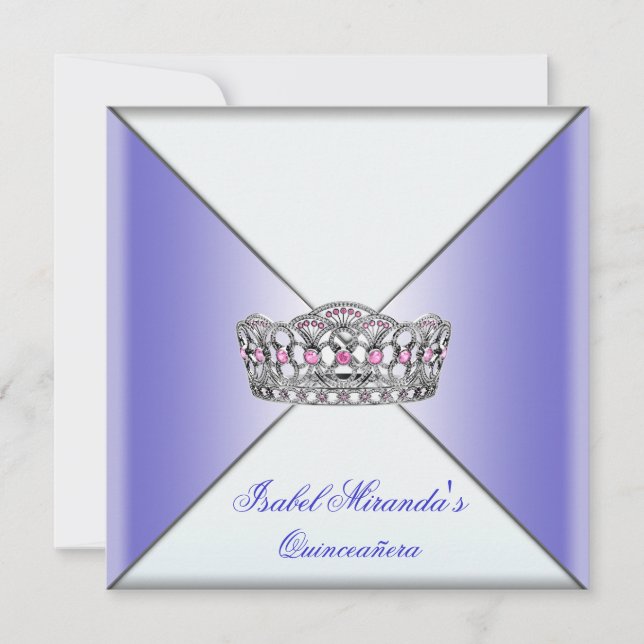 Invitation Purple Tiara Classy Violet Quinceanera 15ème Parti (Devant)