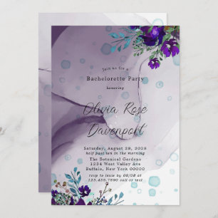 Invitation Purple Turquoise Botanique Floral Bachelorette Par