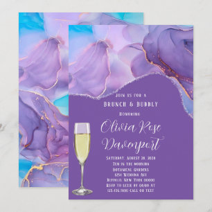 Invitation Purple Turquoise Encre d'alcool Brunch & Bubbly
