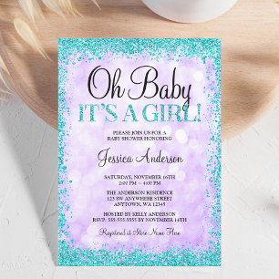 Invitation Purple Turquoise Faux Parties scintillant Lights B