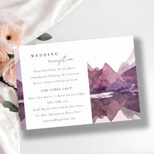 Invitation Purple Watercolor Mountain Lake Réception de maria