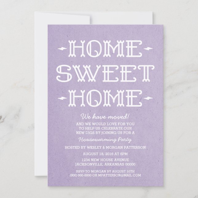 Invitation Purple Whimsical Sweet Accueil Fête de réchauffeme (Devant)