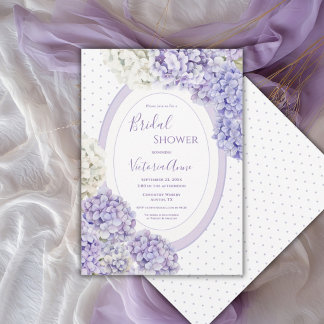 Invitation Purple White Hydrangeas Polkadot Bridal Shower