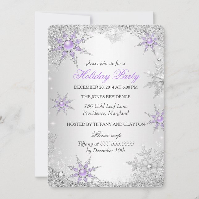Invitation Purple Winter Wonderland Noël Fête de Noël 4 (Devant)