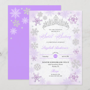 Invitation Purple Winter Wonderland Snowflake Sweet 16