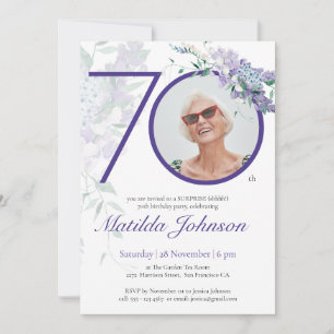 Invitation Purple Wisteria Photo Surpirse 70e fête d'annivers