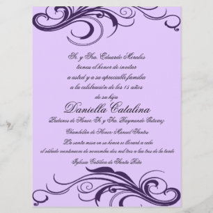Invitation púrpura invitaciones de quinceanera