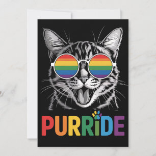 Invitation Purride Cat Gay Lesbian Rainbow LGBTQ Ally Pride