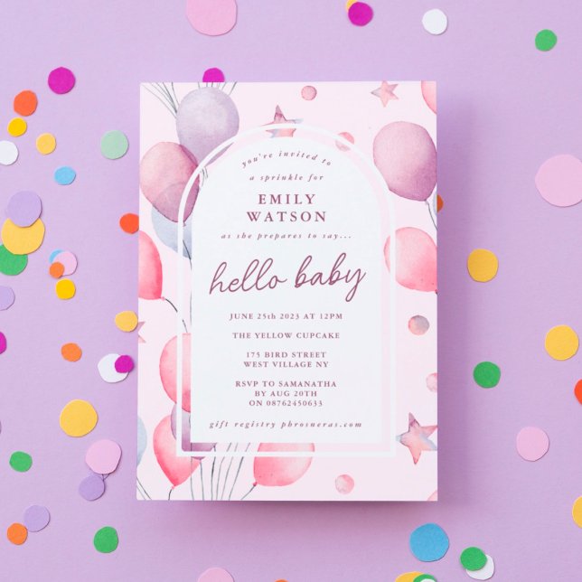 Invitation Purties roses personnalisées | Baby shower des éto (Créateur téléchargé)