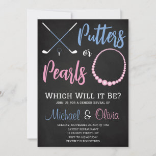 Invitation Putters ou perles Parti de la révélation de genre