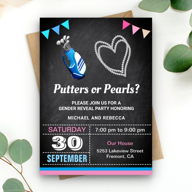 Invitation Putters ou perles Parti de la révélation de genre (Créateur téléchargé)