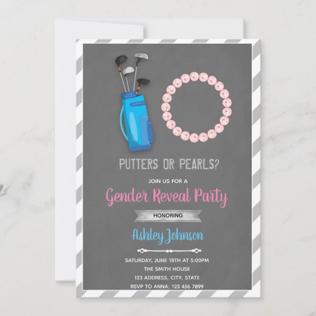Invitation Puttes ou perles genre révéler l'invitation de la  (Devant)