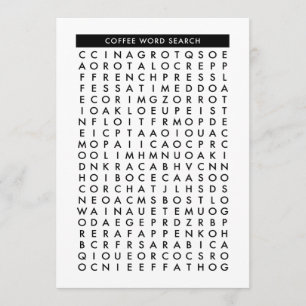 Invitation puzzle de recherche de mot de café