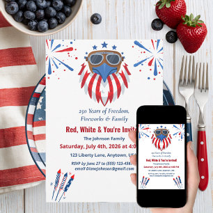 Invitation Pygargue chauve pilote Rouge Blanc Bleu 4 juillet