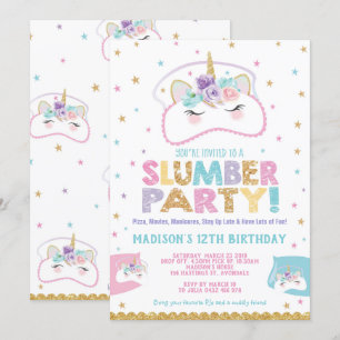 Invitation Pyjama d'invitation d'anniversaire de soirée