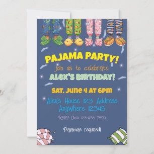 Invitation Pyjama Party Pyjamas Drôles et Pantoufles Annivers