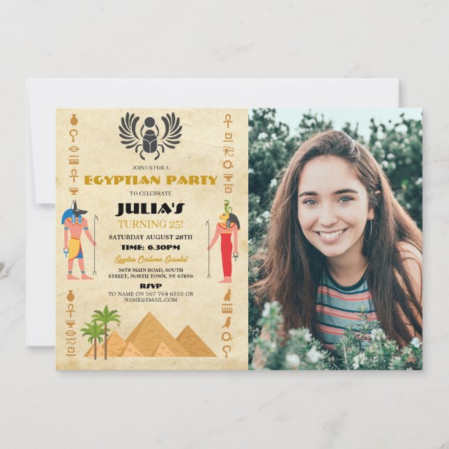 Invitation Pyramides égyptiennes Anniversaire Pharaons Egypte (Devant)