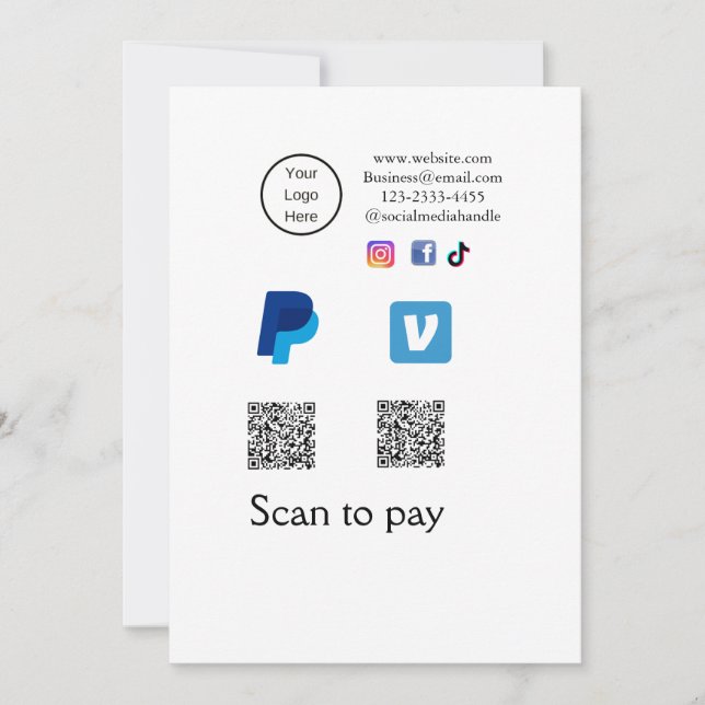 Invitation Q R code PayPal venmo scanner payer ajouter médias (Devant)