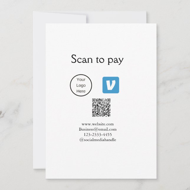 Invitation Q R code venmo scanner pour payer ajouter le logo  (Devant)