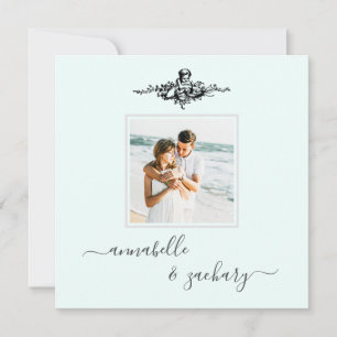 Invitation *~* QR Aqua Cherub Rings PHOTO AR6 RSVP Mariage