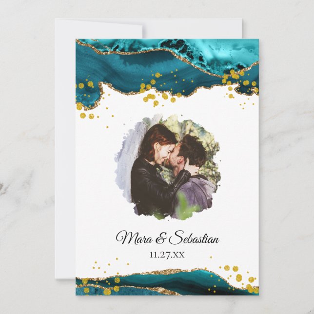 Invitation *~* QR AR13 PHOTO RSVP AGATE Mariage (Devant)